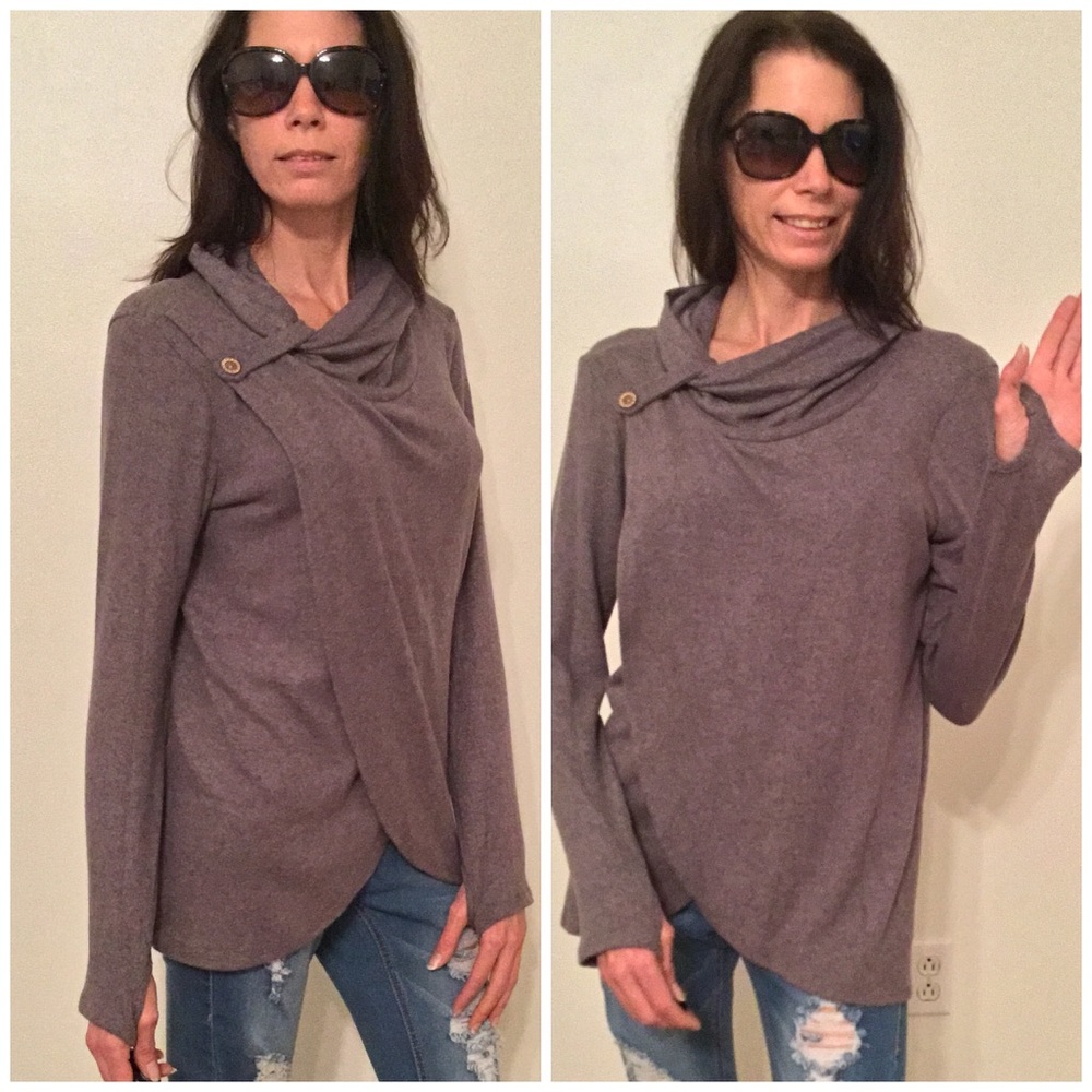 Hacci Cowl Sweater Charcoal - Picture 2 of 2